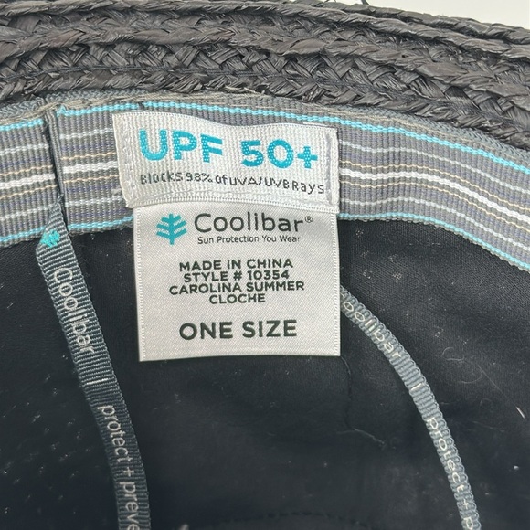 Coolibar Carolina Summer Cloche Black Hat UPF 50+ Adjustable One Size - Picture 9 of 12